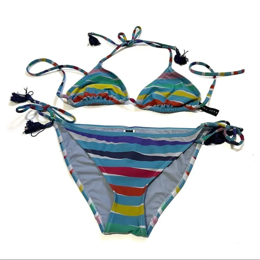 EMMA PAKE Size Large Striped Bikini
